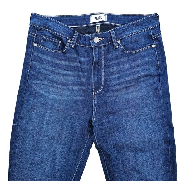 Plus Size 32 PAIGE Jeans Hoxton Skinny Ankle Dark Wash Stretch Denim Crop - Picture 2 of 10